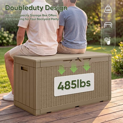 Flamaker Outdoor Storage Box 100 Gallon Waterproof Resin Deck Box Delivery Box - Image 3