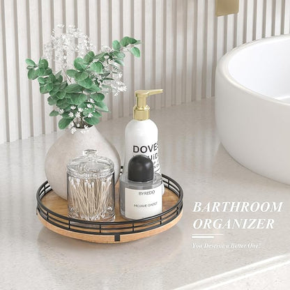 9" Oak Wood Lazy Susan Turntable Organizer - Image 5