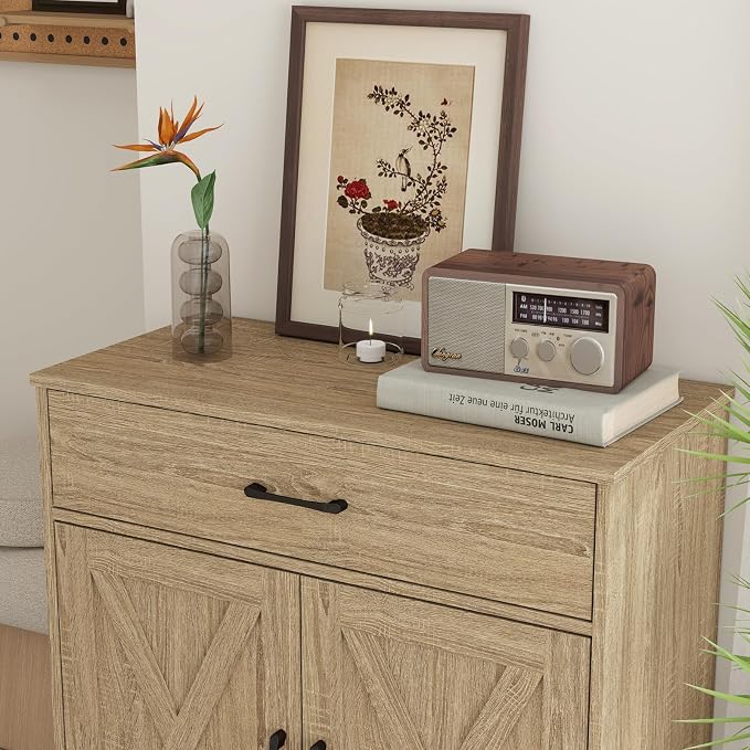 Panana Wooden Cabinet 1 Drawer and 2 Doors Storage Cupboard Coffee Bar - Image 5
