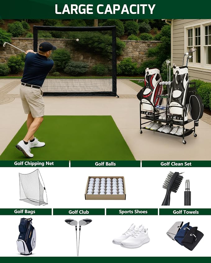 Mythinglogic Golf Bag Storage Organizer, Extra Large Golf Storage Stand - Image 2
