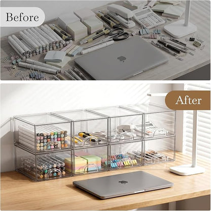 8 Pack Small Clear Stackable Acrylic Storage Boxes - Image 8