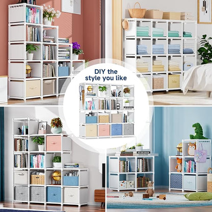 Mavivegue 16 Cube Storage Organizer Book Shelf, Metal Cube Bookshelf, DIY - Image 7