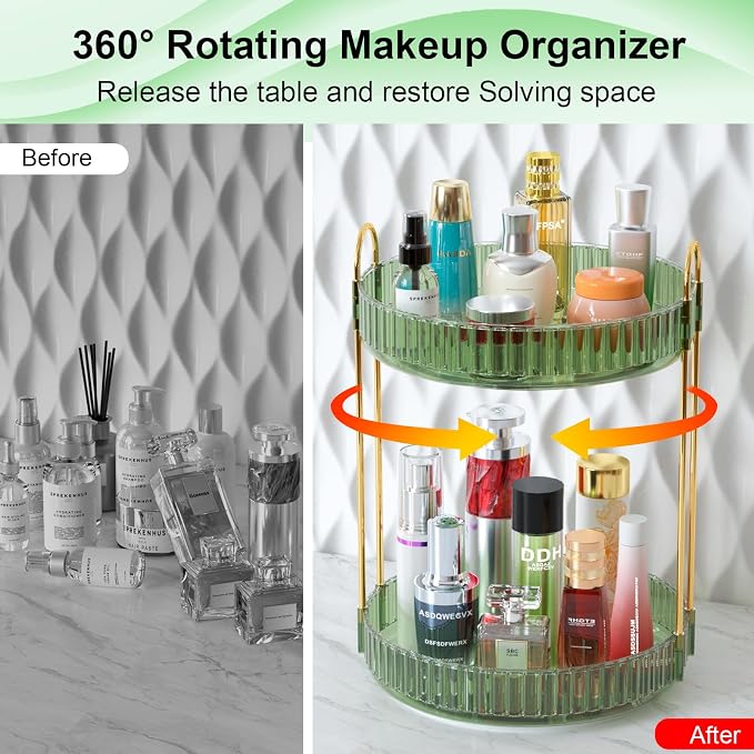 GTI 360°Rotating Makeup Organizer, 2 Tier Bathroom Counter Organizer, Large - Image 4