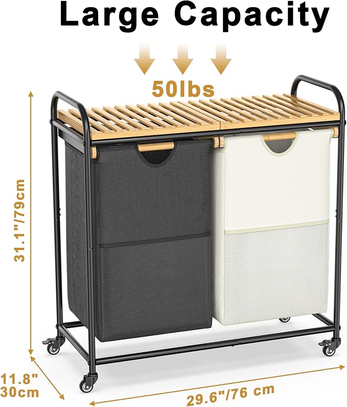 Laundry Sorter 2 Section, Laundry Hampers - Image 4