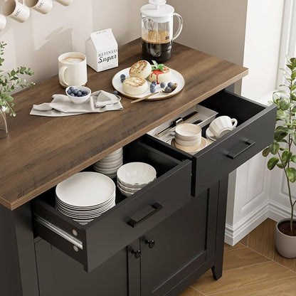 HORSTORS Farmhouse Kitchen Storage Cabinet, Small Buffet, Coffee Bar - Image 6