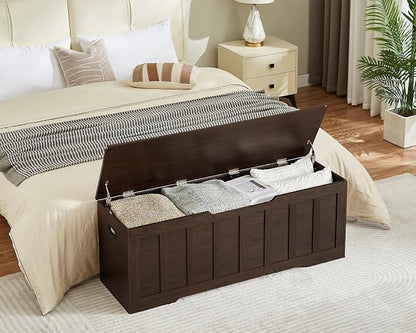 VANKILEY 51.2" Storage Chest Extra Large, Wooden Storage Bench, Espresso | Chest - Image 5