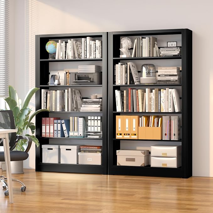 69" Tall Bookshelf, 5 Tier Black Bookcase - Image 6