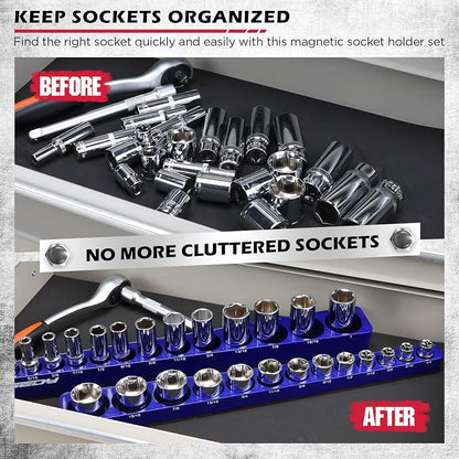 2-Piece 3/8"-Drive SAE Magnetic Socket Organizer Set - Image 6