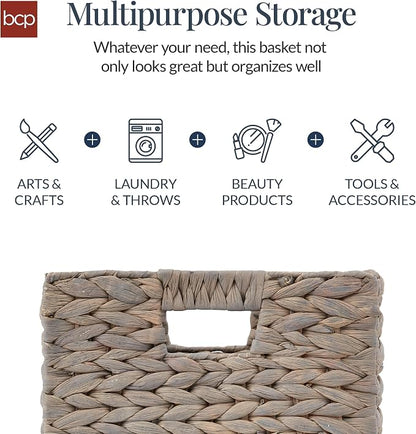 Best Choice Products 12x12in Pack of 5 Cube Storage Baskets, Water Hyacinth - Image 5