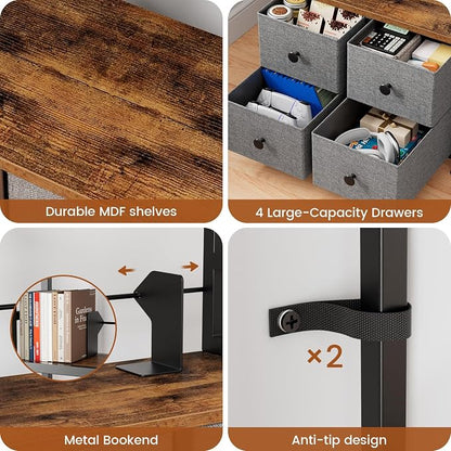 5 Tier Bookshelf, Modern Bookcase - Image 5