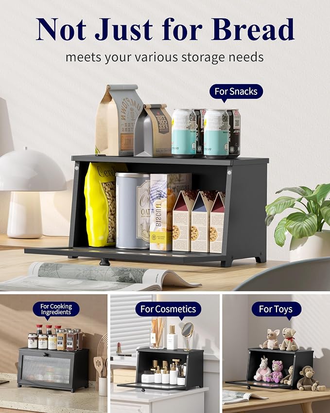 Kitsure Wooden Bread Box for Kitchen Countertop, Stylish Bread Storage - Image 7