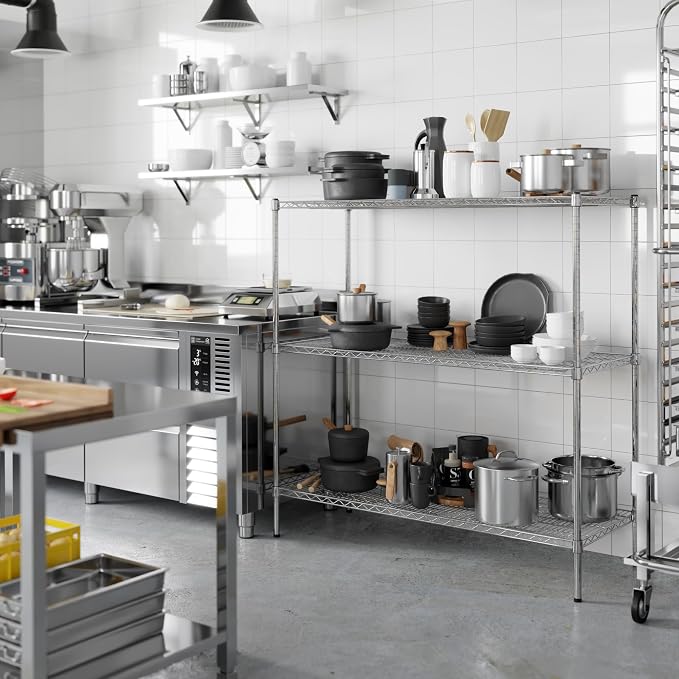 21" Deep x 54" Wide x 54" Height Wire Shelving Kit | 3-Tier | NSF Commercial - Image 7