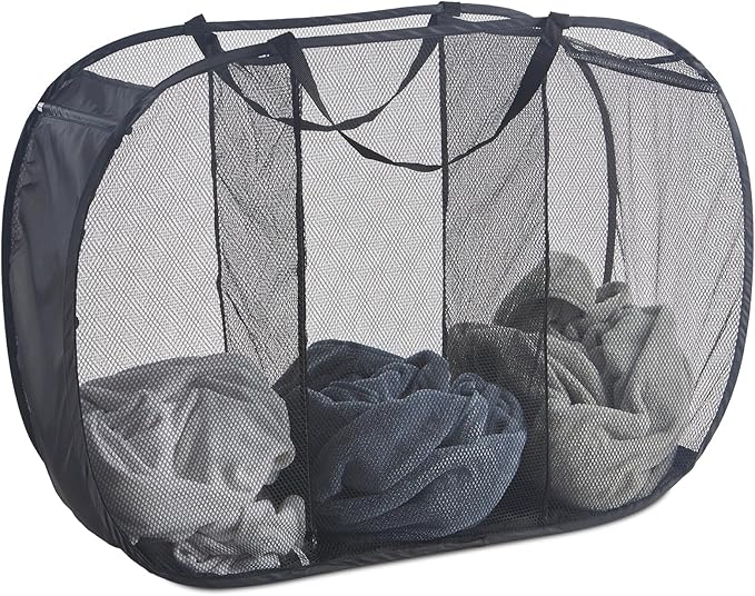 Mesh Popup Laundry Hamper 3 Compartment Sortable Horizontal Collapsible Laundry by Seiritex