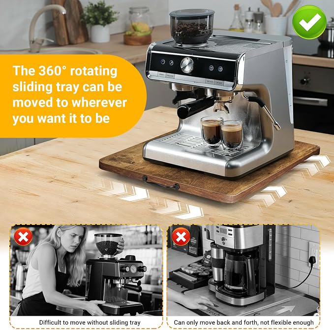Sliding Tray for Coffee Maker, 360° Rotating Appliance Slider for Kitchen - Image 4