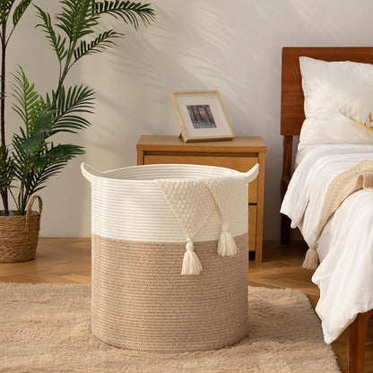 Laundry Basket, 100L Large Laundry Hamper, Tall Woven Rope Storage Basket - Image 5
