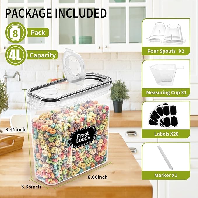 Skroam 8PCS Cereal Containers Storage, Airtight Food Storage Containers - Image 2
