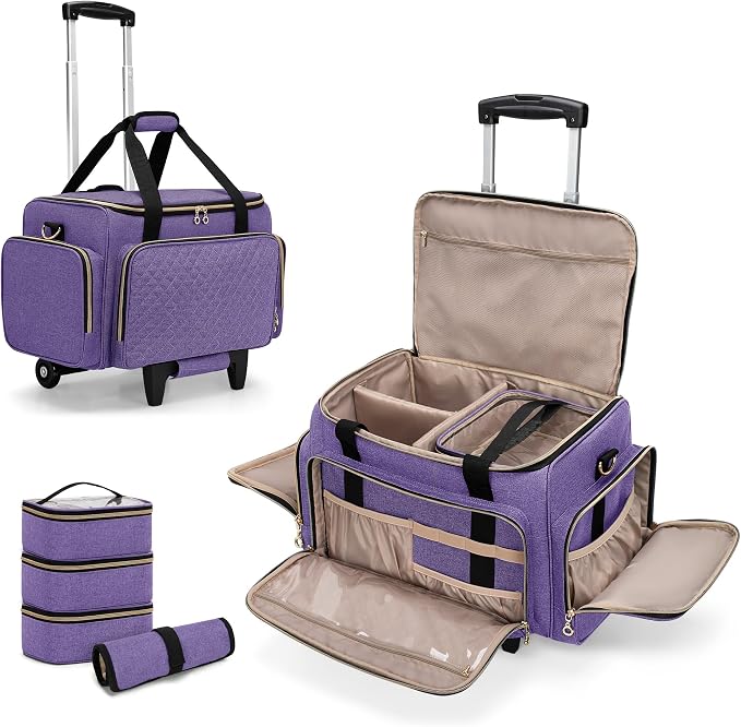 LUXJA Rolling Makeup Case with 3 Removable Pouches and 1 Makeup Brush Bag by Luxja