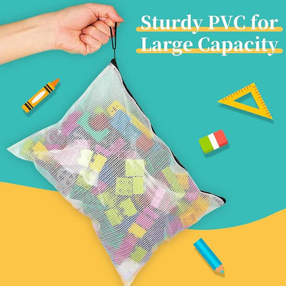 A5 Mesh Zipper Pouch, 24 Pack 9.4" x 6.9" Plastic Zipper Pouches - Image 3