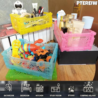 4L Plastic Storage Crates, Collapsible Basket - Image 5