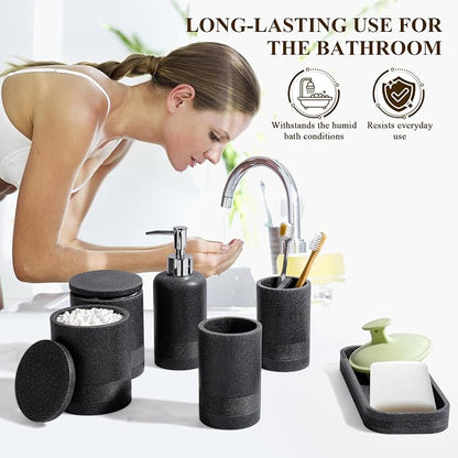 Bathroom Accessories Set, 6-Piece Bathroom Accessory Set, Toothbrush Holders Set - Image 4