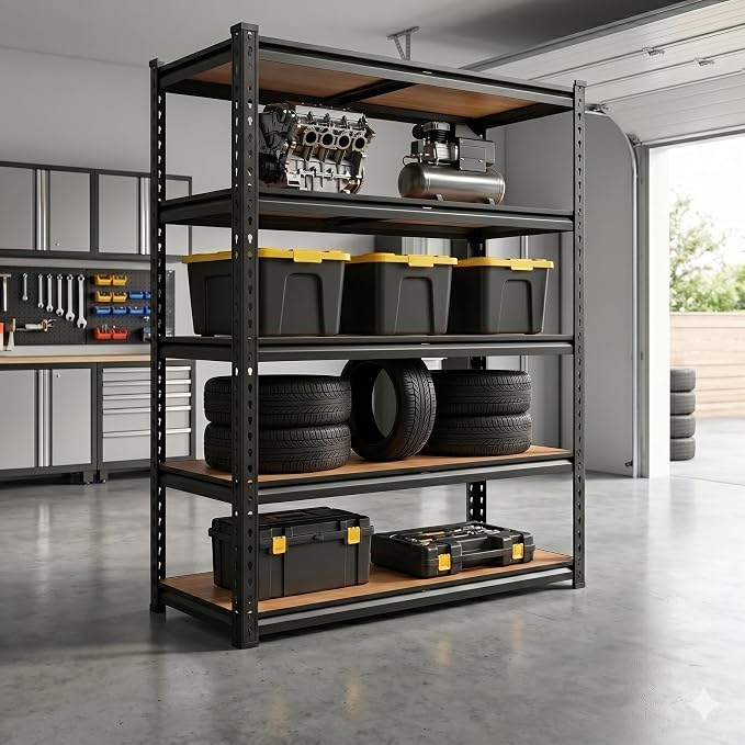 60" H Heavy Duty Storage Shelves, 2400LBS Capacity Metal Shelving Unit - Image 9