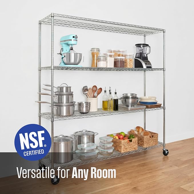 SafeRacks NSF 4-Tier Heavy Duty Steel Wire Rack w/Wheels - Image 5