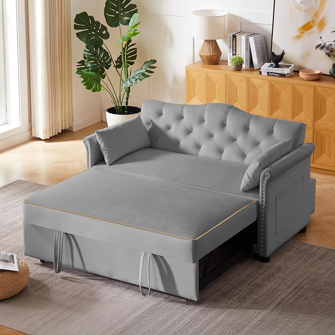 hansones 65'' 3-in-1 Folding Sofa Bed – Queen Size Pullout, Modern Chenille by hansones