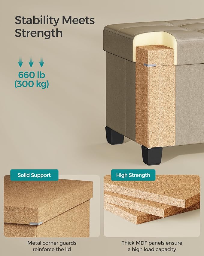 SONGMICS Storage Ottoman Bench, Foldable Foot Rest - Image 4