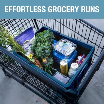 CleverMade Collapsible Shopping Basket, Recycled Plastic, Ocean | Rigid walls - Image 7