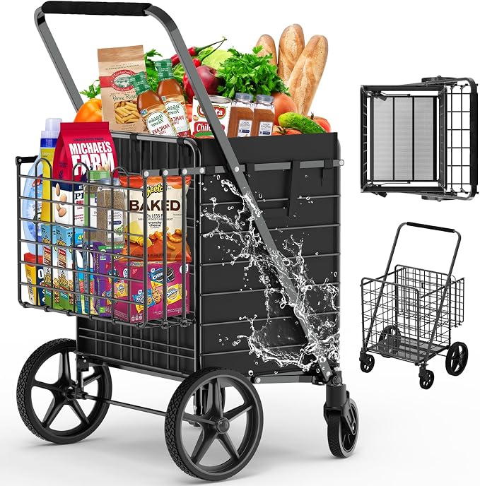 455lbs Shopping Cart for Groceries, Large Heavy Duty Grocery Cart on Wheels | - Image 8