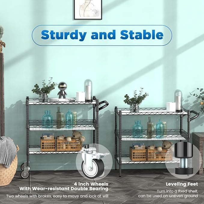 Leteuke 3 Tier Rolling Carts - Image 6