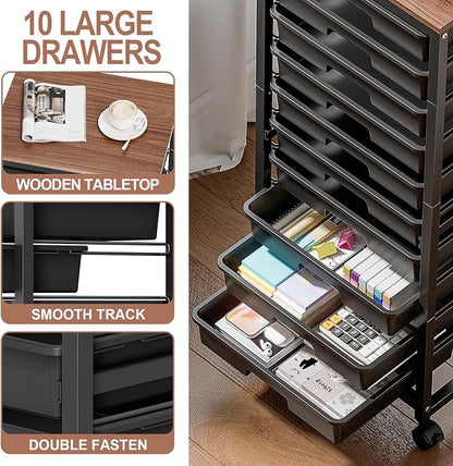 Rolling Cart with Drawers, 10 Drawer Rolling Cart, Storage Cart, Utility Cart - Image 4
