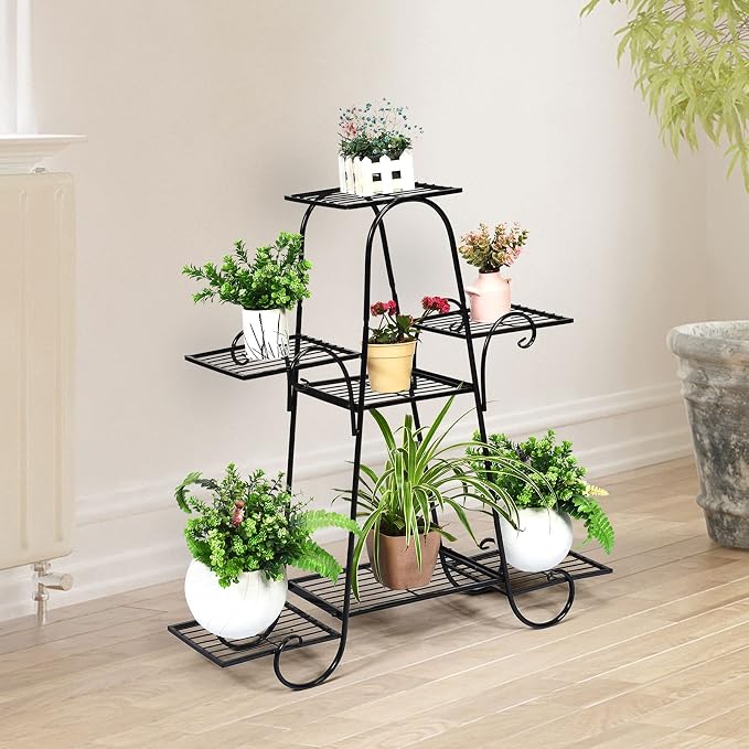 Giantex 7 Tiers Metal Plant Stand Flower Pots Holder, Plant Display Rack - Image 5