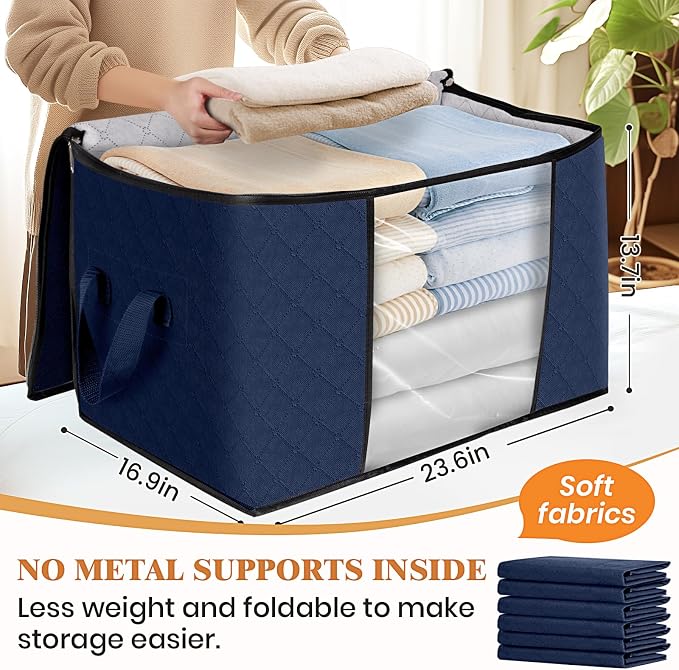 Fab totes 24 Gallons Clothes Storage, Foldable Thick Fabric Blanket Storage Bags - Image 2