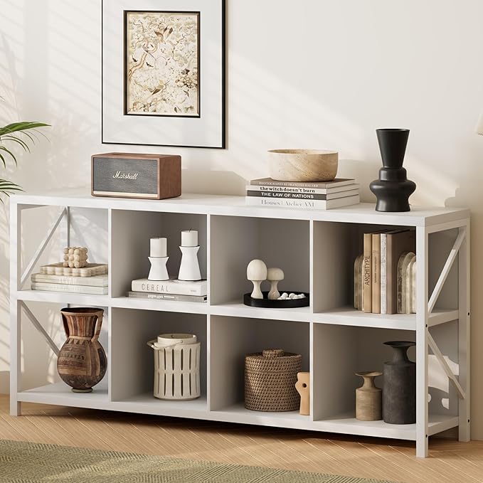 8 Cube Storage Organizer Bookshelf, Industrial Horizontal Bookcase, Accent by Unknown