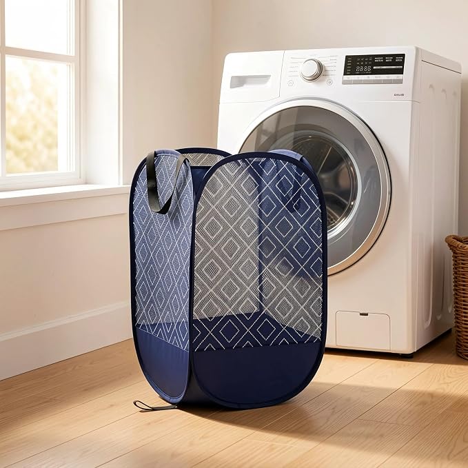 100L Extra Large Mesh Pop Up Laundry Hamper 2 Pack - Image 4