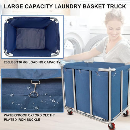 Laundry Cart Commercial, 11.35 Bushel Large Industrial Rolling Laundry Hamper - Image 4
