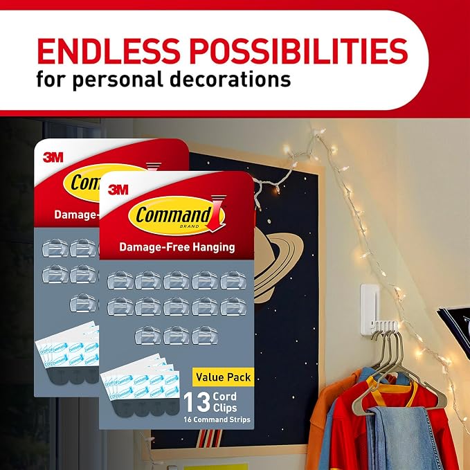 Command Round Cord Clips, Damage Free Hanging Cable, - Image 5