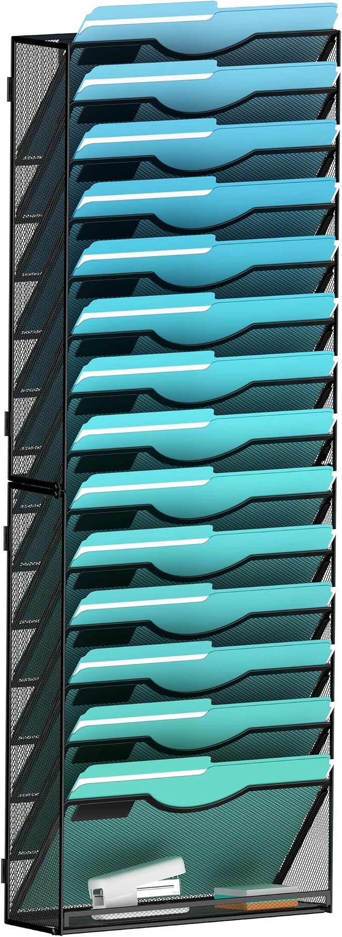 15-Tier Wall File Organizer Hanging Wall File Holder Wall Mount Paper Folder by Gawerk