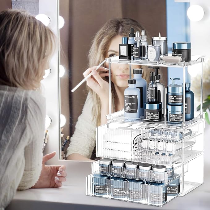 Acina Bathroom Countertop Organizers and Storage: 2-Tier 6-Drawer Makeup - Image 6