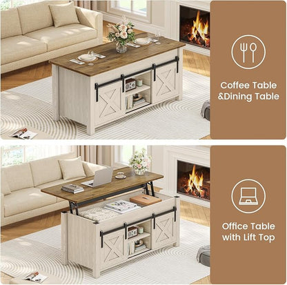 SEDETA Lift Top Coffee Table, Farmhouse Lift Tabletop Dining Table, Gas Spring - Image 8