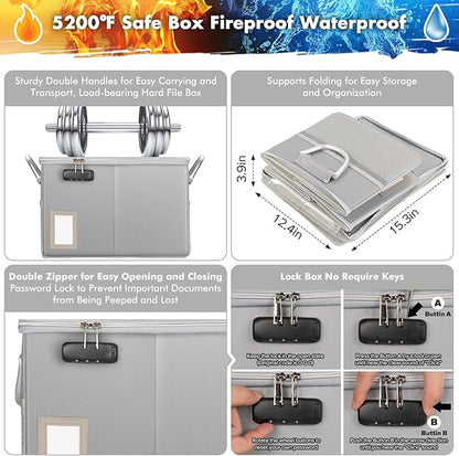 TOMKID 5200°F Fireproof Document Box, Fire Important Document Organizer - Image 2