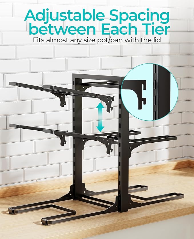 ORDORA Pots and Pans Organizer under Cabinet 13.78" Height, 6-Tier Kitchen - Image 6