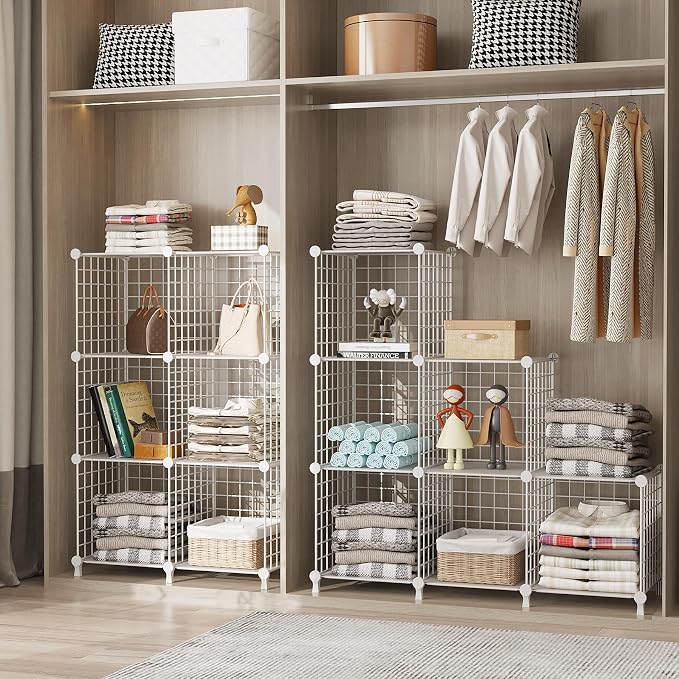 AWTATOS Wire 6 Cube Storage Organizer, Closet Storage Shelves Stackable | Metal - Image 5