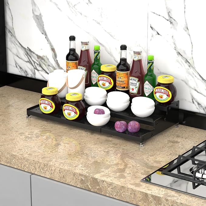 Metal Spice Rack Organizer for Cabinet, 3 Tier Expandable Spice Storage shelf - Image 2