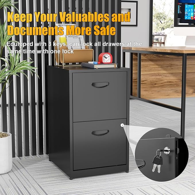 2 Drawer File Cabinet, Metal Two Drawer Vertical File Cabinets - Image 4