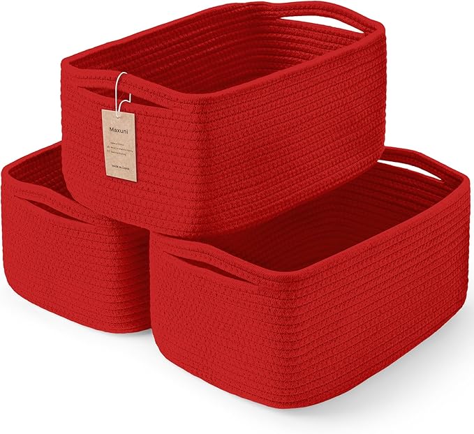 3-Pack Small Storage Baskets for Organizing | Woven Shelf Toy Basket | Rope by MaxuniTechLife
