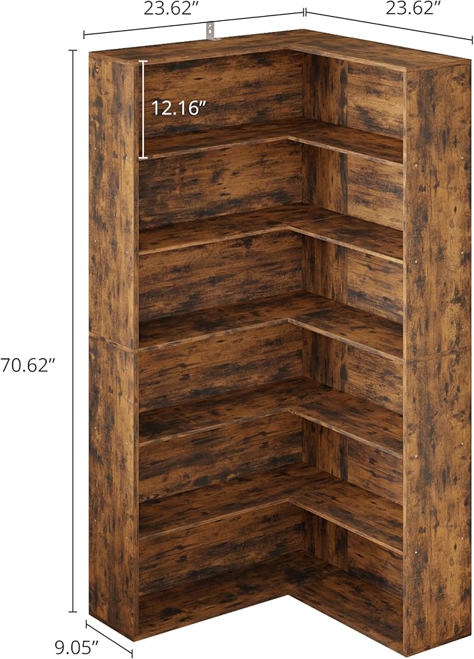 ANCTOR Corner Bookshelf, 6 Tiers Corner Bookcases - Image 2