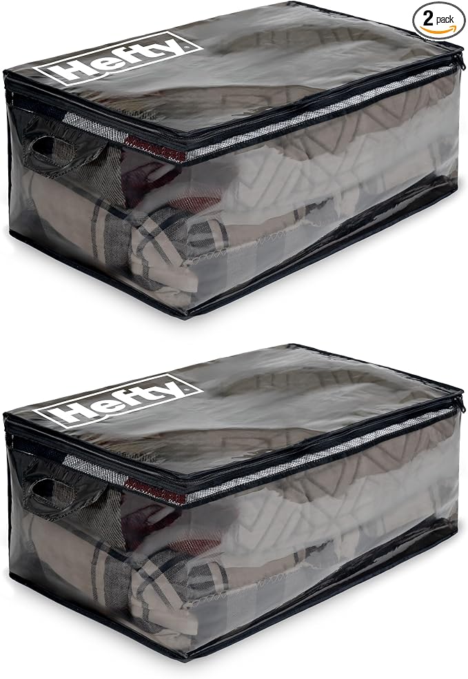 Hefty Storage Bags Extra Large Double Zipper Backpack, Heavy Duty Water by Hefty