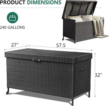 AVAWING 240 Gallon Wicker Deck Box - Image 3
